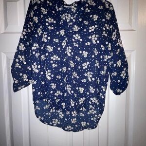 Lush Navy Floral Blouse